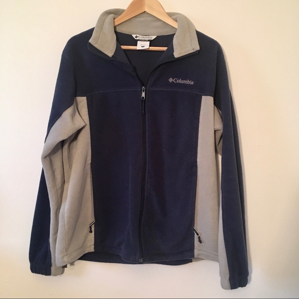 Columbia Navy Blue Gray Zip Up Fleece Jacket